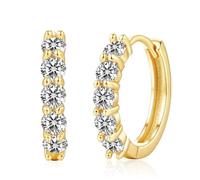 MISUMOR Moissanite Creolen Ohrringe Silber 925 Echt Rund D Farbe VVS1 Klarheit Moissanite Gold Ohrringe Damen Innendurchmesser 12.8mm Schmuck Damen Valentinstag Geschenke für Sie Frauen Mama Freundin