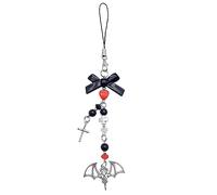 MISUVRSE Punk Y2K Handykette Cool Girl Halloween Fledermaus Flügel Charm Mit Kreuz Schleife Anhänger Zubehör Für Kameratasche Schlüssel Geldbörse Handykette