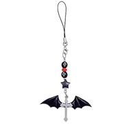 MISUVRSE Punk Y2K Handykette Cool Girl Halloween Fledermaus Flügel Charm Mit Kreuz Schleife Anhänger Zubehör Für Kameratasche Schlüssel Geldbörse Handykette