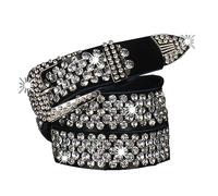 MISUVRSE Strass-Gürtel mit Nieten für Jeans, modisch, Cowgirl, Westernbund für Kleid, Strass-Gürtel für Damen, Schwarz , One size