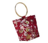 MISUVRSE Trendige Handtasche mit exquisiter Handarbeit auf atmungsaktivem Stoff Schultertasche, Umhängetasche mit Kettenriemen, leichte Geldbörse