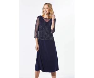 Mit Perlen besetztes Kleid blau 42