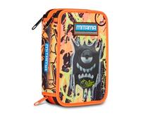 Mitama CrazyMonster Federmäppchen mit 3 Fächern, mit SpinnyPen, Zubehör für die Grundschule, 50 Stück, Federtasche mit Farben, Etui für Kinder, Grundschule, Mehrfarbig
