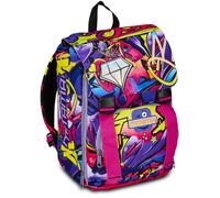 Mitama Hip-Hop Diamond erweiterbarer Rucksack mit Fronttasche, Rosa und Lila, Grundschule und Freizeit, Mädchen, violett, Taglia unica, Erweiterbarer Rucksack