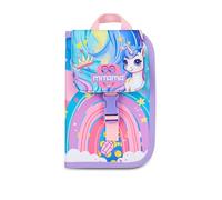 Mitama Schulmäppchen mit 4 Reißverschlüssen, lila, Stiftehalter mit Dreifachfach, komplett mit Stiften, Bleistiften, Farben, Zubehör Rucksack, Grundschule, Mädchen, Lila, Modern