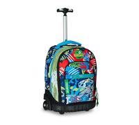 Mitama Trolley Run Fluo Rex, Doppelfach, Blau und Grün, Grundschule und Freizeit, Kinder Jungen, Schwarz, Taglia unica, trolley