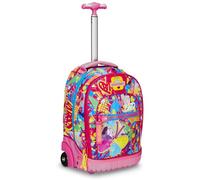 Mitama Trolley Run Schule Butterfly, Doppelfach, Rosa, Grundschule und Freizeit, Mädchen, Rosa, Taglia Unica, schultrolley