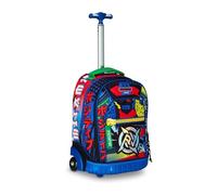 Mitama Trolley Run Schule Mysterious Warriors mit Doppelfach, Blau und Orange, Grundschule und Freizeit, Kinder Jungen, blau, Taglia Unica, Trolley