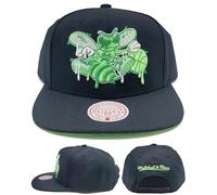 Mitchell & Ness Charlotte Hornets New Slime Drip Lime Green Black Era Snapback Hat Cap