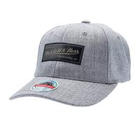 Mitchell & Ness Curved Visor Classic Red Snapback - Washed Heather - Small Leather Box Logo, Black