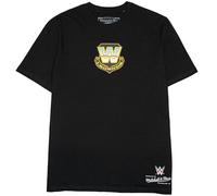 Mitchell & Ness Wrestlemania (WWE) Kurzarm T-Shirt - Bret Hitman Hart 3, Größe S, Schwarz, Baumwolle, Herren, Frauen, Kinder, Frühling, Sommer, Herbst, Winter, Wrestling