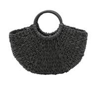 MITINGER Korbtaschen Damen,Strohtasche Casual Rattan Frauen Handtaschen Designer Sommer Strand Stroh Taschen Wicker gewebt Große Tote Damen Reise Geldbörsen Tasche(Black)