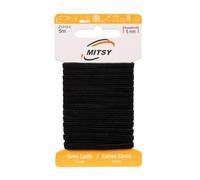 MITSY Reißfeste Gummiband Gummibänder zum Nähen Breit 5 mm 5 m Schwarz Stark Gummilitze für Hosengummi Haushalt DIY Handwerk Stoffe zum Nahen