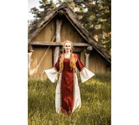 Mittelalter Baumwollkleid Rot/Natur "Angie" XXL
