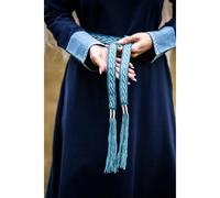Mittelalter Bindegürtel Baumwolle Stickerei Unisex "Vigga" Blau