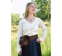 Battle-Merchant Mittelalter Bluse Aila mit Schnürung div. Farben S-XXL - Renaissance LARP Wikinger Damen (Natur, M)