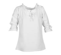Battle-Merchant Mittelalter Bluse Birga | LARP Bluse aus Baumwolle mit 3/4 Arm | Mittelalter Kleidung für Damen (Weiß/XXL)