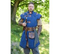 Mittelalter Gambeson Used-Look, blau - braun „Vari“ S