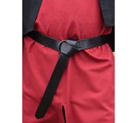 Battle-Merchant Schwarzer Mittelalter-Ledergürtel mit Messingring, ca. 150 cm lang