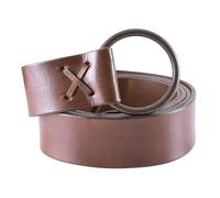 Battle-Merchant Brauner Mittelalter-Ledergürtel mit Messingring, ca. 190 cm lang - LARP Gürtel aus Leder