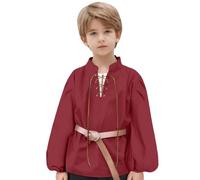 Mittelalter Hemd Kinder Leinenhemd Renaissance Tunika Trachtenhemd Jungen Kurzarm Mittelalterhemd Kinderhemd Mittelalter Kleidung Oktoberfest Halloween Wikinger Ritter Hemden Piraten Ritterkostüm