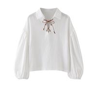 Mittelalter Hemd Kinder Renaissance Jungen Mittelalterhemd Oberteil Leinenhemd Langarm Freizeithemd Mittelalterliches Rüschen Freizeit Hemd mit Schnürung Baumwolle Leinen Shirt