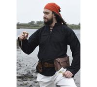 Battle-Merchant Mittelalter-Hemd Ludwig LARP Wikinger Hemd Kleidung Herren (Schwarz, L)