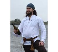 Battle-Merchant Mittelalter-Hemd Ludwig LARP Wikinger Hemd Kleidung Herren (Weiß, 3XL)