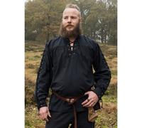 Mittelalter Hemd schwarz mit Schnürung, Corvin XL