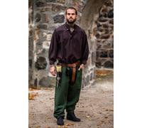 Leonardo Carbone® Weiche Hose mit Bundschnürung Linhart - Herren Hosen, Leichte Sommerhose Herren, Festival Outfit, Wikinger, Mittelalter Kleidung LARP, Cosplay, Freizeithose - 100% Baumwolle Grün S