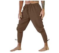Mittelalter Hose Herren Leinen Wikinger Piraten Verkleidung Viktorianische Piratenhose Mit Taschen Gothic Steampunk Sporthose Klassische Retro Stoffhose Bequeme Freizeithose Für Halloween Kostüm