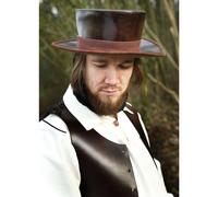 Mittelalter-Hut aus Leder mit breiter Krempe, braun M