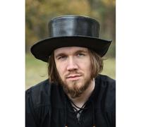 Mittelalter-Hut aus Leder mit breiter Krempe, Pestarzt-Hut, schwarz M