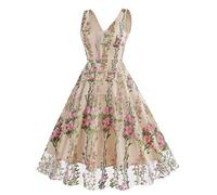 Mittelalter Kleid Damen Sommerkleider Damen Elegant Kleid Frauen Elegant Strandkleider Damen Sommer Tunika Weiß Kleid MintGrün Damen Festlich Sommerkleid Kurz Ärmellos Festliches Kleid Damen Knie