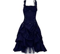 Mittelalter Kleid Damen Steampunk A-Linie Kleider Spitzen Vintage Gothic Kleidung Ärmellos Hohe Taille Abendkleid Halloween Kostüm Renaissance Mittelalterkleid Lang Elegant Partykleid