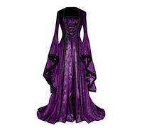 Mittelalter Kleid Damen Steampunk Gothic Kleidung Halloween Lang Hexenkostüm Renaissance Fantasy Verbandkleid Mittelalterkleider Rokoko Abendkleid Mittelalterkleid Gewandung Lila S