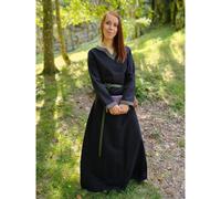 Mittelalter Kleid langarm Schwarz, mit Borte ""Sigyn"" XL