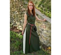 Mittelalter Kleid mit Schnürung ärmellos Grün / Natur ""Juta"" L