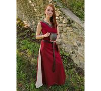 Mittelalter Kleid mit Schnürung ärmellos Rot / Natur ""Juta"" XXL
