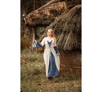 Mittelalter Kleid Natur/Blau „Dorothea“ S