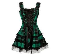 Mittelalter Kleidung Damen Gothic Kleid Steampunk A-Linie Abendkleid Partykleid Spitze Spleißen Ballkleid Elegant Kleider Halloween Kostüm Vintage Swing Cocktailkleid