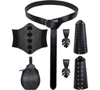 Mittelalter Kleidung Damen Set Korsett Gürtel Gürteltasche Schwarz