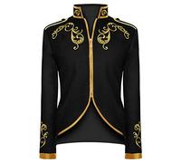 Mittelalter Kleidung Herren Slim Fit Sakko Court Steampunk Vintage Bestickter Blazer Anzugjacke Freizeit Gothic Blazer Anzug Jacke Luxus Blazer Regular Fit Anzug Karneval Kostüm für Festlich