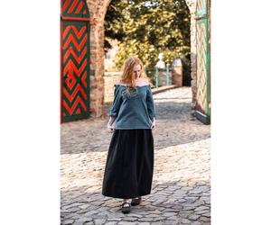 Mittelalter Kurzarmbluse Petrolblau "Vera"