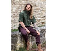 Leonardo Carbone® Mittelalter Hemd Eric - Mittelalter Kleidung, Mittelalter Hemd Herren, LARP-Kleidung, Festival Outfit Herren, Karneval Kostüm, Freizeithemden Kurzarm - 100% Baumwolle Grün L