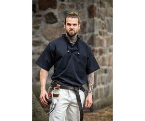 Mittelalter-Kurzarmhemd Schwarz "Eric" XXXL