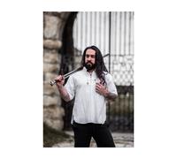 Leonardo Carbone® Mittelalter Hemd Eric - Mittelalter Kleidung, Mittelalter Hemd Herren, LARP-Kleidung, Festival Outfit Herren, Karneval Kostüm, Freizeithemden Kurzarm - 100% Baumwolle Weiß 2XL