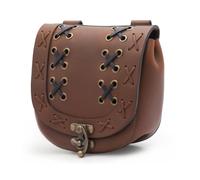 Mittelalter Leder Gürteltasche Wikinger Hüfttasche - Handgemachte Vollnarbenleder LARP Gürteltasche für Damen & Herren Renaissance Fair Cosplay Gürteltasche, gelb, Pilgrim Ledertasche