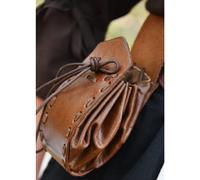 Mittelalter Lederbeutel mit Gürtelschlaufe, braun