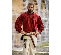 Mittelalter-Schnürhemd mit Ösen und Ärmelschnürung Rot "Adrian" XXXL